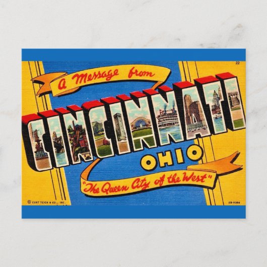 Postale Carte de vœux rétro Cincinnati  (Devant)