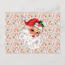 Carte de vœux rétro de Noël avec Père Noël