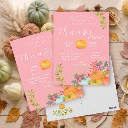Postale Carte de voeux rose Thanksgiving automne