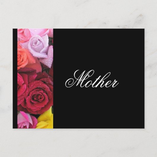 Postale Carte de vœux Roses Élégantes Mère Noir (Devant)
