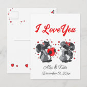 Postale Carte de voeux Valentines Raccoon (Devant / Derrière)