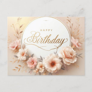 Postale Carte de vœux vibrante pour un anniversaire fleuri