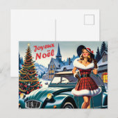 Postale carte de voeux vin joyeux noël citroën 2CV  (Devant / Derrière)
