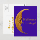Postale Carte de voeux vintage Angry Moon Halloween (Devant / Derrière)