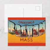 Postale Carte de vœux vintage Boston (Devant / Derrière)