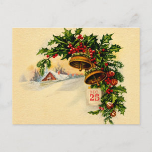 Postale Carte de vœux vintage de Noël avec cloche