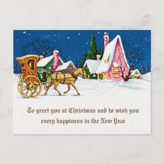 Postale Carte de vœux vintage de Noël avec un carrosse tir
