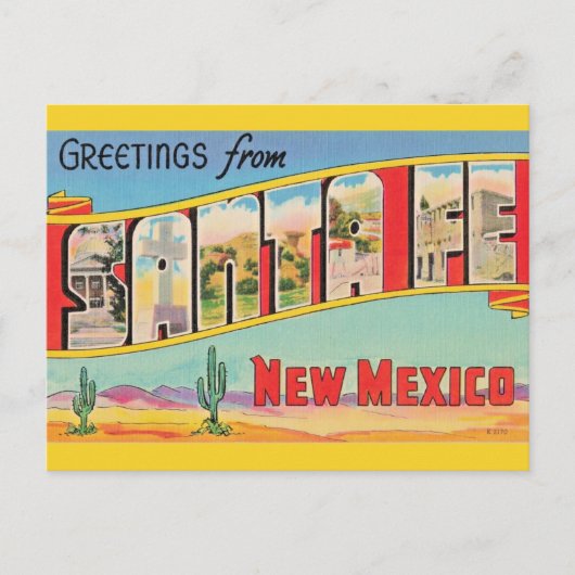 Postale Carte de vœux vintage de Santa Fe (Devant)