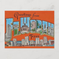 Carte de vœux vintage Fort Worth TX 