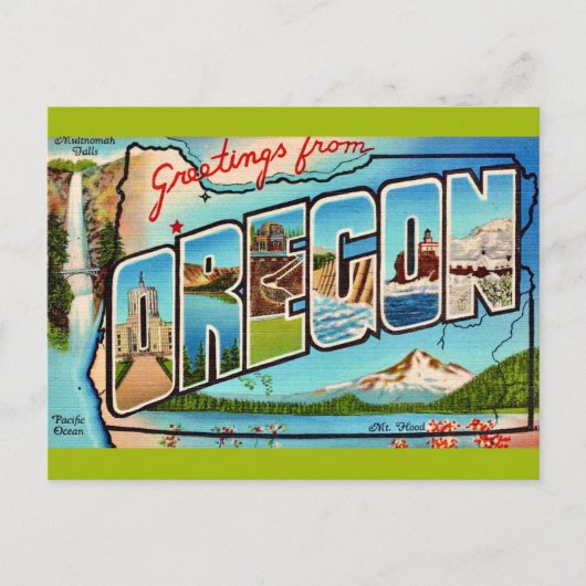 Postale Carte de vœux vintage Oregon (Devant)