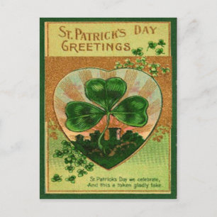 Postale Carte de voeux vintage Retro Shamrock St Patrick