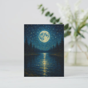 Postale Carte de voeux Watercolor Lake Night
