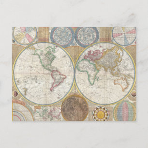 Postale Carte de voyage antique vintage Géographie du mond