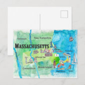 Postale Carte de voyage dans le Massachusetts (Devant / Derrière)