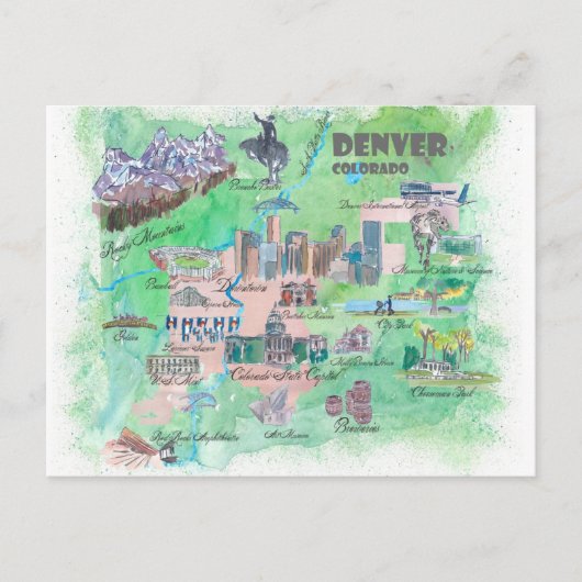 Postale Carte de voyage de Denver Colorado  (Devant)