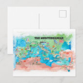 Postale Carte de voyage de la Méditerranée Espagne Italie (Devant / Derrière)