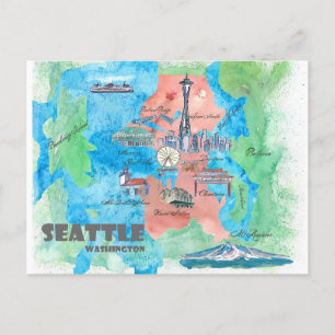 Postale Carte de voyage de Seattle Washington