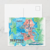 Postale Carte de voyage de Seattle Washington (Devant / Derrière)