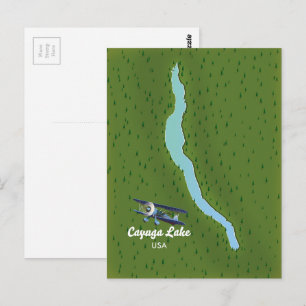 Postale carte de voyage de style vintage du lac Cayuga