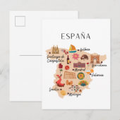 Postale carte de voyage d'Espagne (Devant / Derrière)