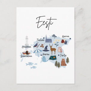 Postale carte de voyage d'Estonie