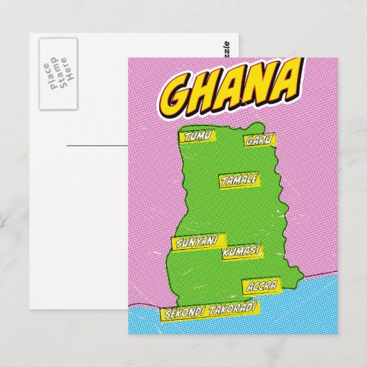 Postale Carte de voyage du Ghana (Devant / Derrière)