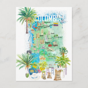 Postale Carte de voyage illustrée Colombie