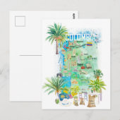 Postale Carte de voyage illustrée Colombie (Devant / Derrière)