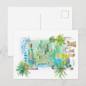 Postale Carte de voyage illustrée Colombie (Devant / Derrière)