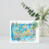 Postale Carte de voyage illustrée de Key West Floride avec (Debout devant)