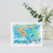 Postale Carte de voyage illustrée de la Grèce avec des mon (Debout devant)