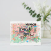 Postale Carte de voyage illustrée de Munich Bavière (Debout devant)