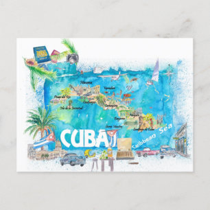 Postale Carte de voyage illustrée des Antilles cubaines av