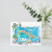 Postale Carte de voyage illustrée des Antilles cubaines av (Debout devant)
