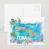 Postale Carte de voyage illustrée des Antilles cubaines av (Devant / Derrière)