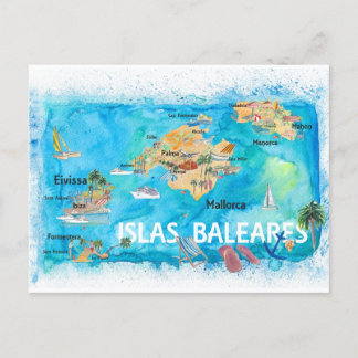 Postale Carte de voyage illustrée des Baléares