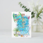 Postale Carte de voyage illustrée des îles Maldives (Debout devant)