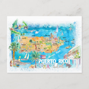 Postale Carte de voyage illustrée des îles Porto Rico