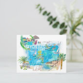 Postale Carte de voyage illustrée des îles Seychelles (Debout devant)
