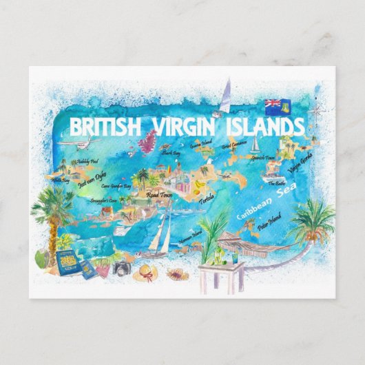 Postale Carte de voyage illustrée des îles Vierges britann (Devant)
