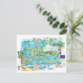Postale Carte de voyage illustrée d'Europe (Debout devant)