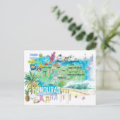 Postale Carte de voyage illustrée du Honduras avec routes (Debout devant)