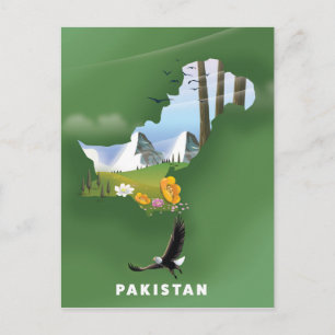 Postale Carte de voyage illustrée du Pakistan.