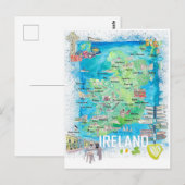 Postale Carte de voyage illustrée Irlande (Devant / Derrière)