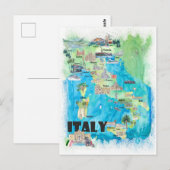 Postale Carte de voyage illustrée Italie (Devant / Derrière)