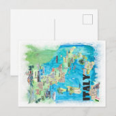 Postale Carte de voyage illustrée Italie (Devant / Derrière)