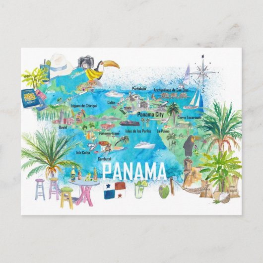 Postale Carte de voyage illustrée Panama (Devant)