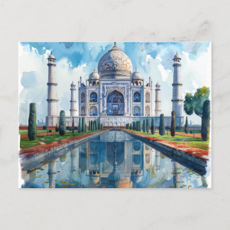 Postale Carte d'eau Taj Mahal India