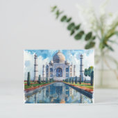Postale Carte d'eau Taj Mahal India (Debout devant)