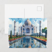 Postale Carte d'eau Taj Mahal India (Devant / Derrière)